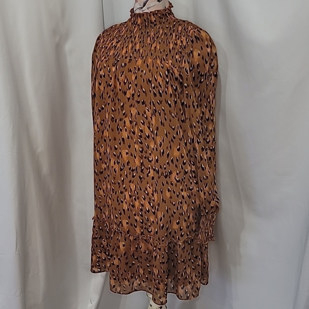 NWOT KARL LAGERFELD PARIS Leopard Printed Mock Neck Long Sleeve Dress